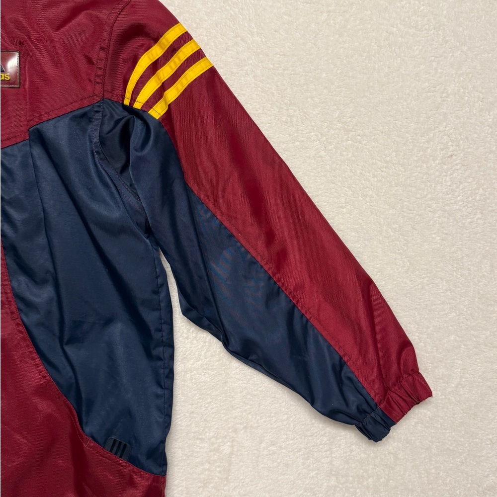 Youth Adidas 3 Stripe Pullover 1/4 Zip Jacket Maroon Hooded Size S - Picture 6 of 12